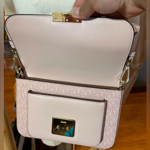 MICHAEL KORS SLOAN EDITOR MEDIUM FLAP SHOULDER MESSENGER BAG MK POWDER BLUSH - Picture 7 of 16